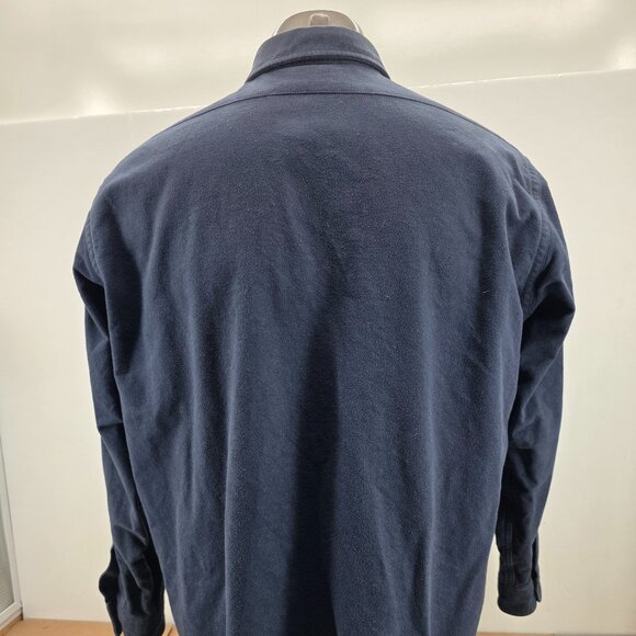Vintage LL Bean Chamois Cloth Shirt Mens XL Navy Mallard Embroidered USA 90s - Picture 3 of 12